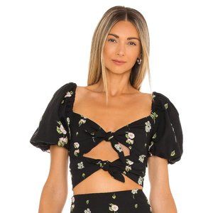 Agua Bendita Crop Top Bailee Moss Top Black Floral Sz Small